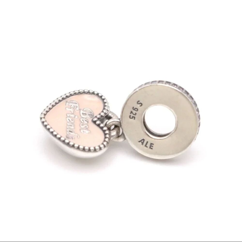Authentic Pandora Best Friends Heart Dangle Charm 925 Sterling Silver Enamel